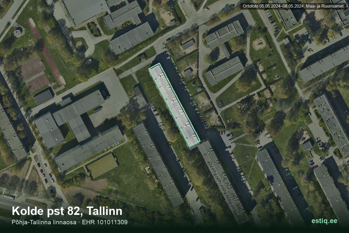 Kolde pst 82, Tallinn – ilmakuva rakennuksesta, ääriviiva rakennusrekisteristä (EHR)