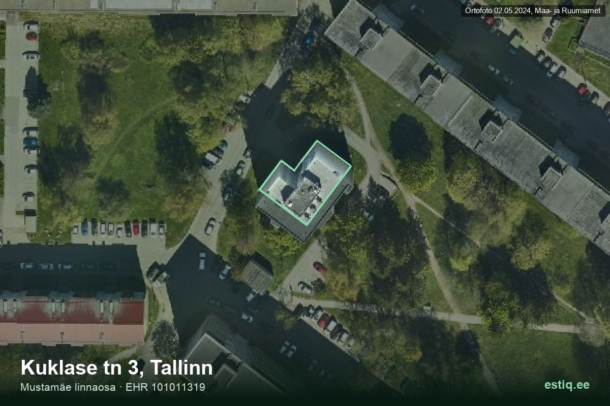 Kuklase tänav 3, Tallinn – aerial photo of the building, outline from the Building Register (EHR)