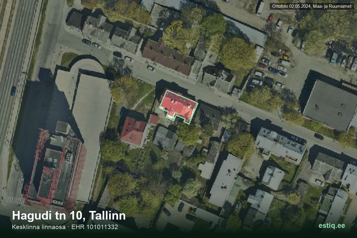 Hagudi tänav 10, Tallinn – ilmakuva rakennuksesta, ääriviiva rakennusrekisteristä (EHR)
