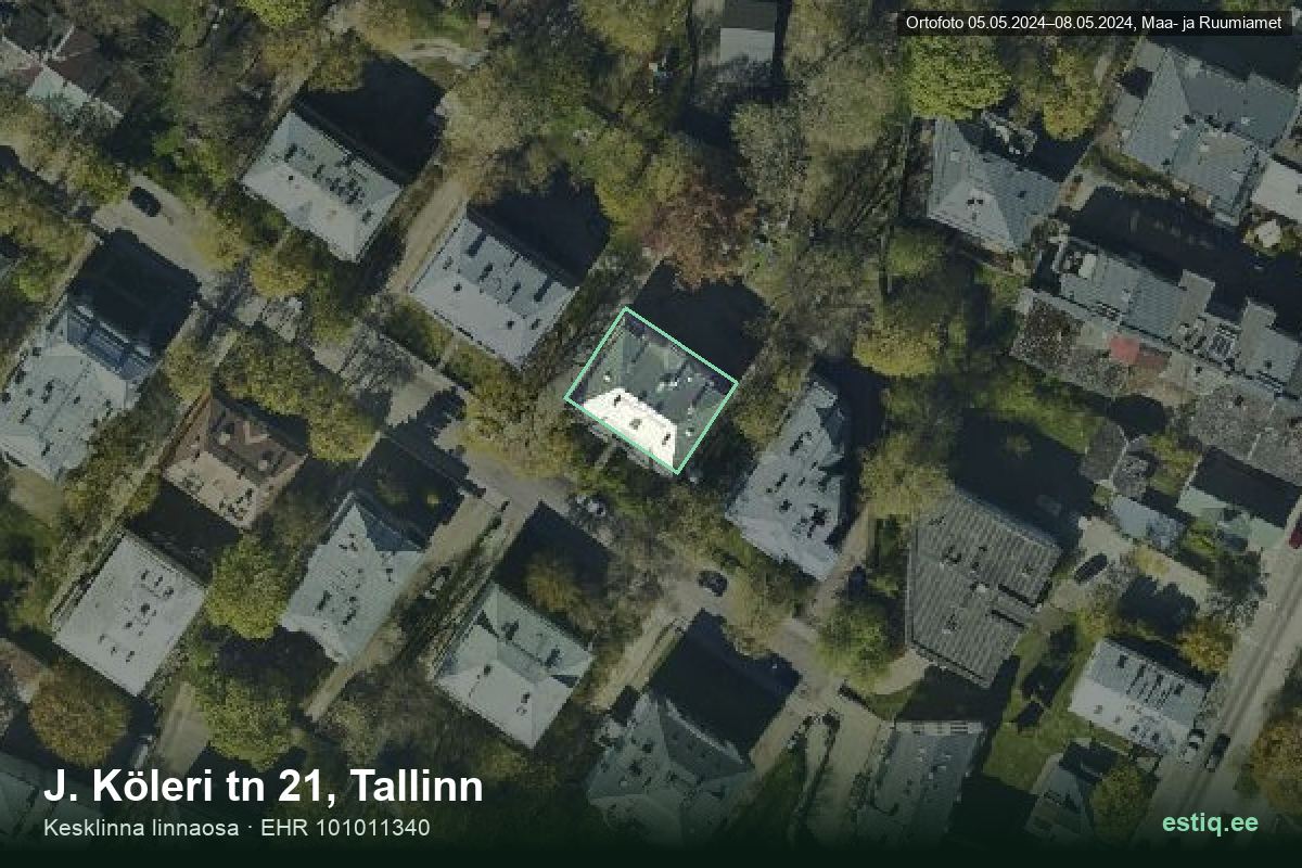 J. Köleri tänav 21, Tallinn – hoone aerofoto, kontuur ehitisregistri (EHR) andmetest