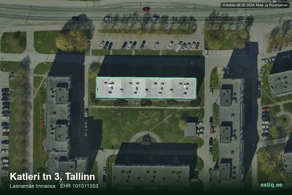 Katleri tänav 3, Tallinn – hoone aerofoto, kontuur ehitisregistri (EHR) andmetest