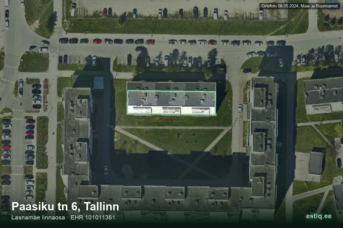 Paasiku tänav 6, Tallinn – ilmakuva rakennuksesta, ääriviiva rakennusrekisteristä (EHR)