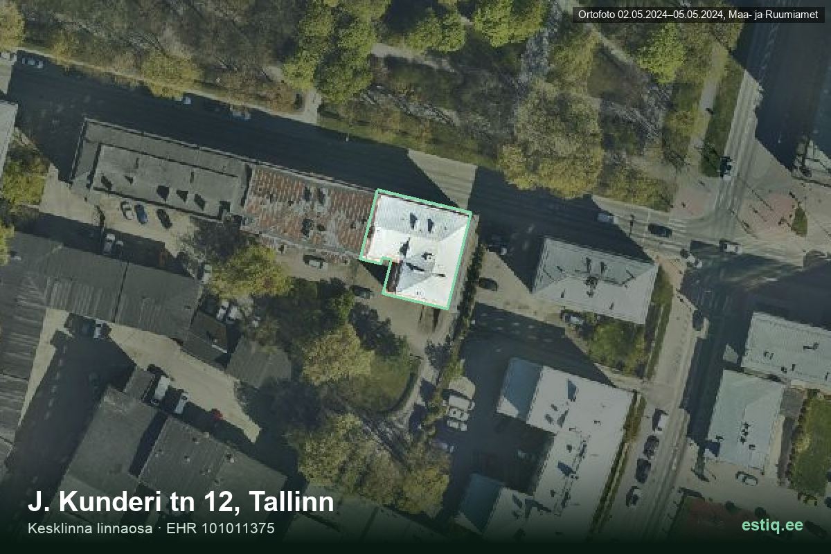J. Kunderi tänav 12, Tallinn – aerial photo of the building, outline from the Building Register (EHR)