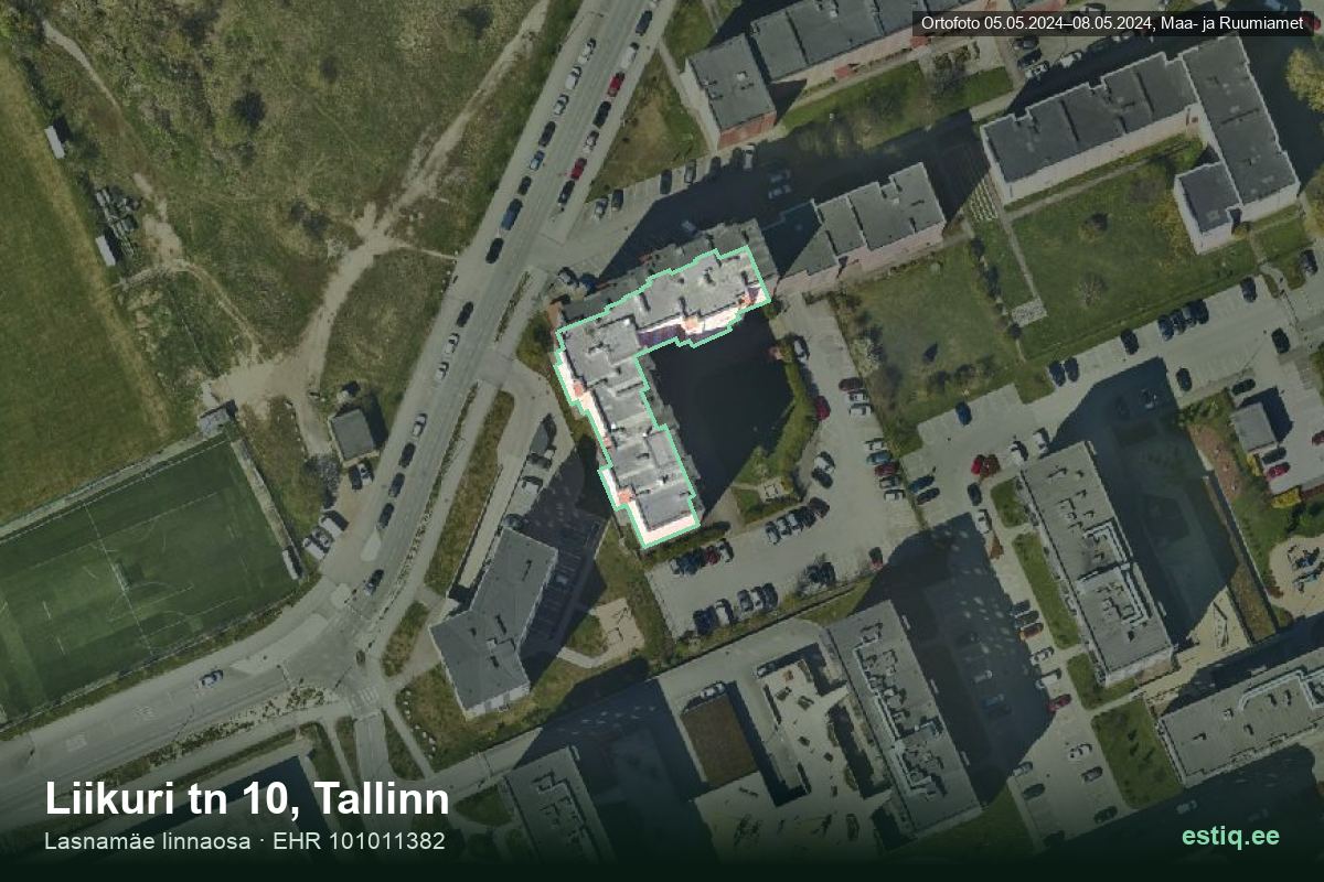 Liikuri tänav 10, Tallinn – hoone aerofoto, kontuur ehitisregistri (EHR) andmetest