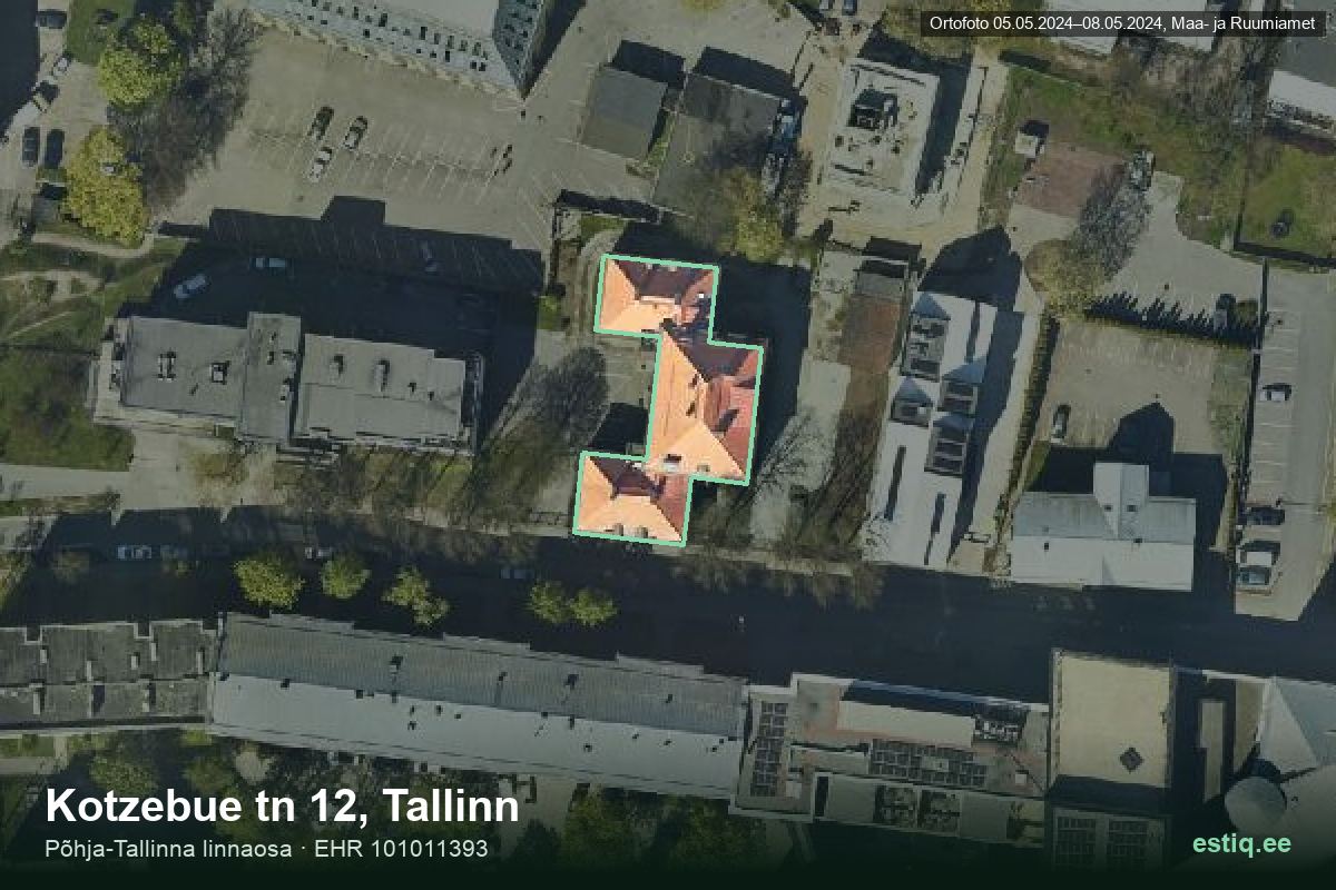 Kotzebue tänav 12, Tallinn – aerial photo of the building, outline from the Building Register (EHR)