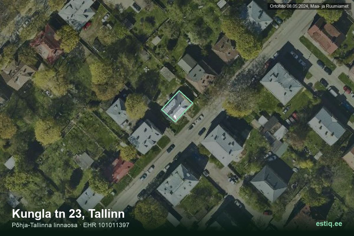 Kungla tänav 23, Tallinn – hoone aerofoto, kontuur ehitisregistri (EHR) andmetest