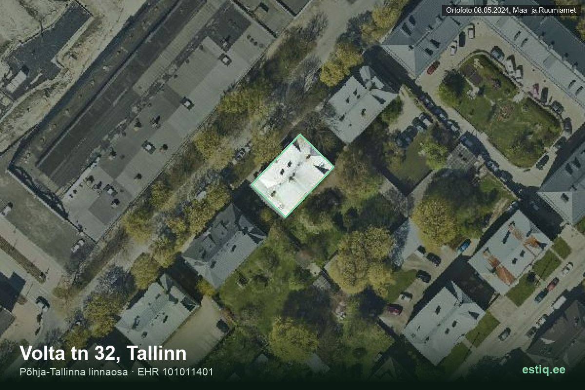 Volta tänav 32, Tallinn – ilmakuva rakennuksesta, ääriviiva rakennusrekisteristä (EHR)