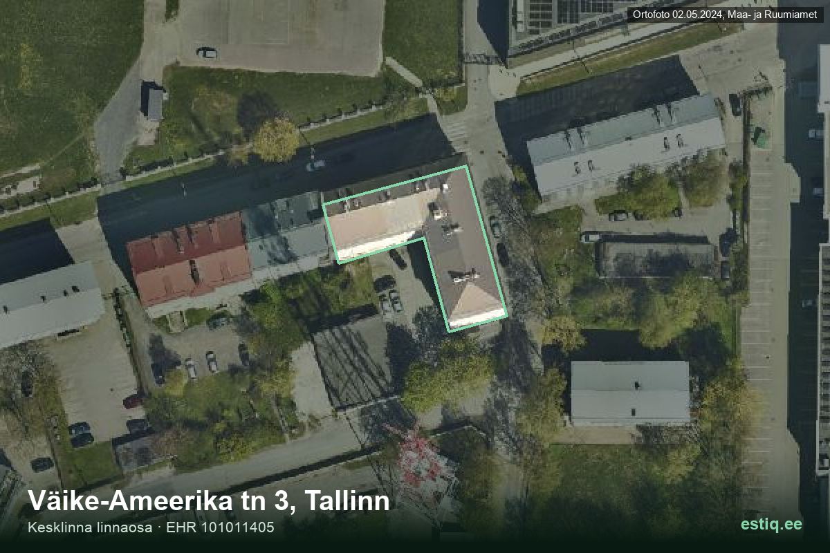 Virmalise tänav 2, Tallinn – hoone aerofoto, kontuur ehitisregistri (EHR) andmetest
