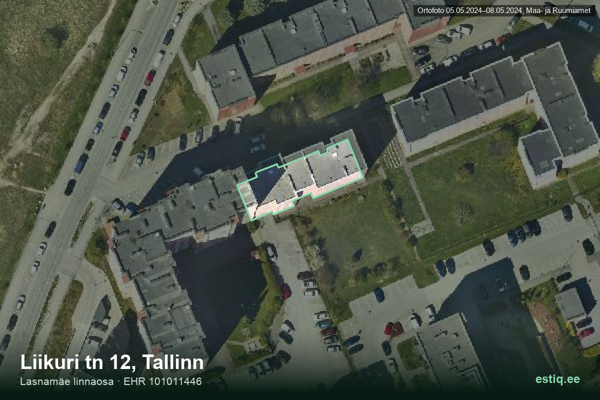Liikuri tänav 12, Tallinn – аэрофото дома, контур по данным регистра строений (EHR)