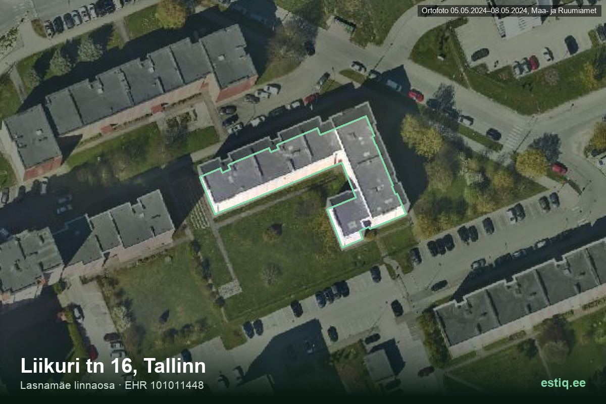 Liikuri tänav 16, Tallinn – аэрофото дома, контур по данным регистра строений (EHR)