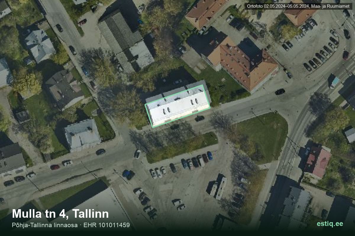 Mulla tänav 4, Tallinn – ilmakuva rakennuksesta, ääriviiva rakennusrekisteristä (EHR)