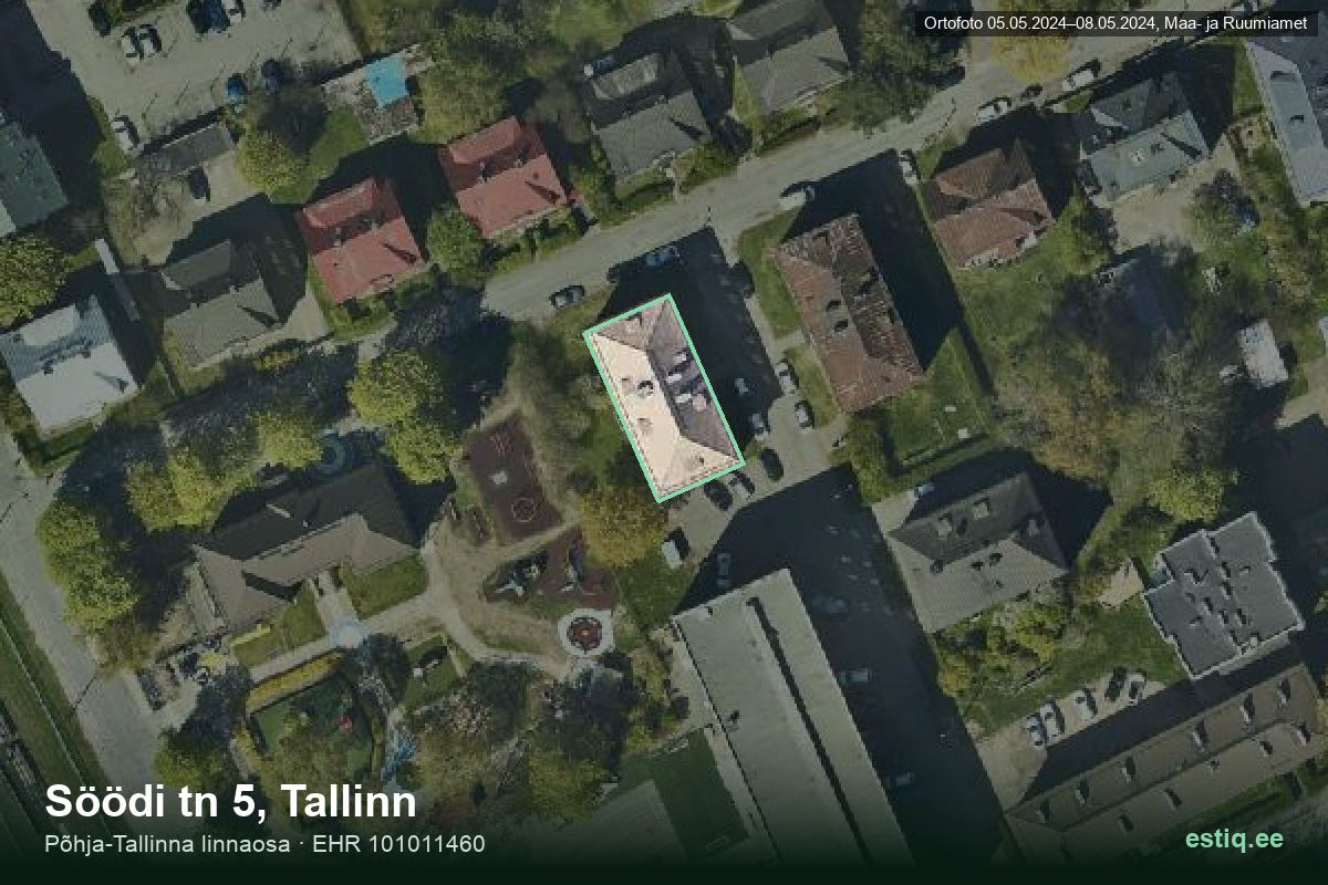 Söödi tänav 5, Tallinn – ilmakuva rakennuksesta, ääriviiva rakennusrekisteristä (EHR)