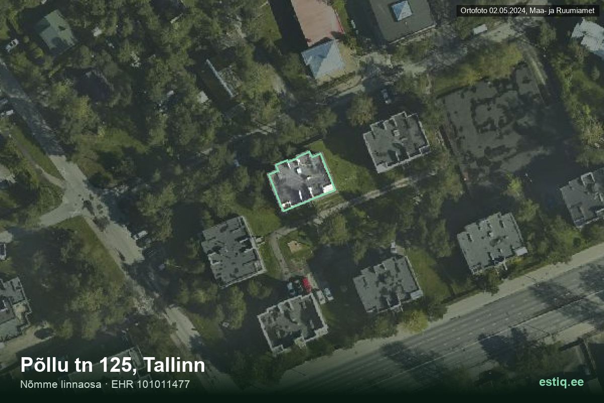 Põllu tänav 125, Tallinn – hoone aerofoto, kontuur ehitisregistri (EHR) andmetest