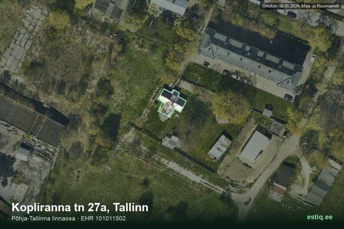 Kopliranna tänav 27a, Tallinn – hoone aerofoto, kontuur ehitisregistri (EHR) andmetest