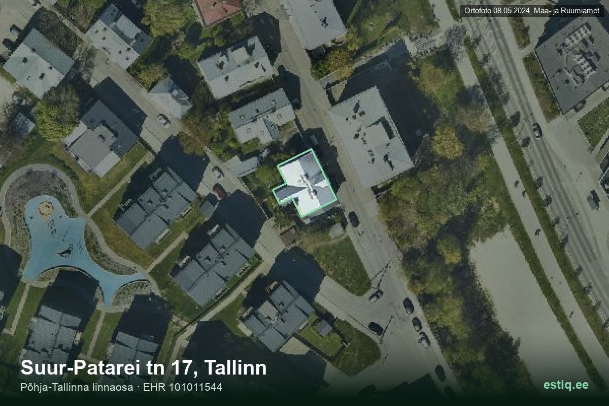 Suur-Patarei tänav 17, Tallinn – hoone aerofoto, kontuur ehitisregistri (EHR) andmetest