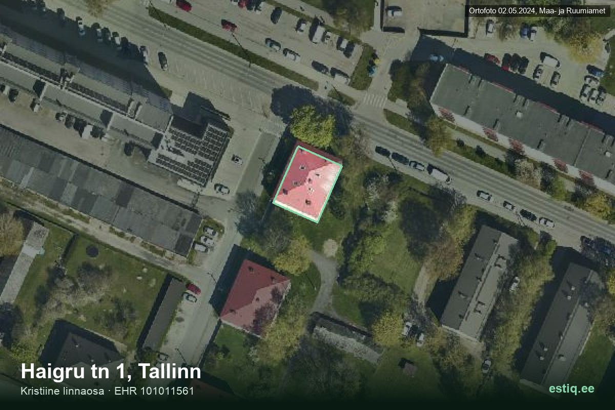 Haigru tänav 1, Tallinn – ilmakuva rakennuksesta, ääriviiva rakennusrekisteristä (EHR)