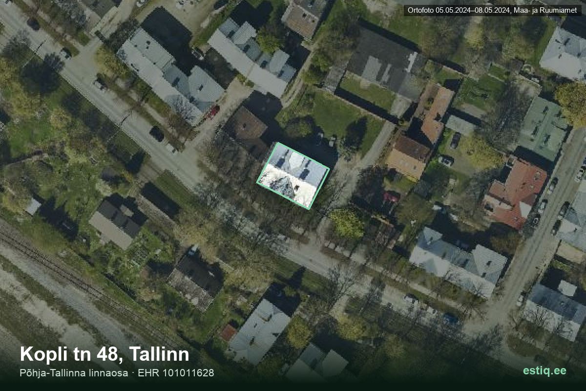 Kopli tänav 48, Tallinn – hoone aerofoto, kontuur ehitisregistri (EHR) andmetest