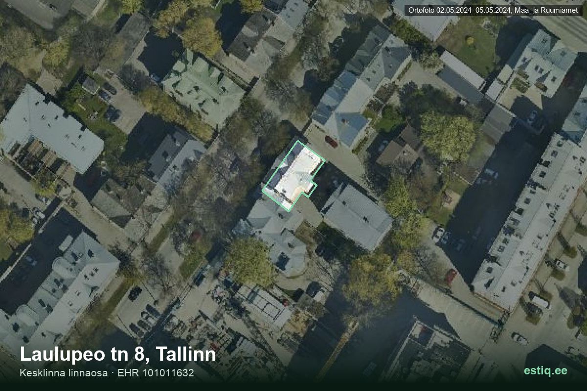 Laulupeo tänav 8, Tallinn – ilmakuva rakennuksesta, ääriviiva rakennusrekisteristä (EHR)