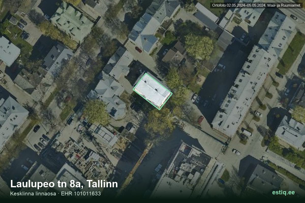 Laulupeo tänav 8a, Tallinn – aerial photo of the building, outline from the Building Register (EHR)