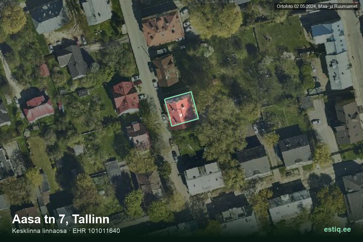 Aasa tänav 7, Tallinn – hoone aerofoto, kontuur ehitisregistri (EHR) andmetest