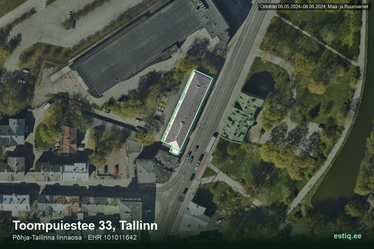 Toompuiestee 33, Tallinn – ilmakuva rakennuksesta, ääriviiva rakennusrekisteristä (EHR)