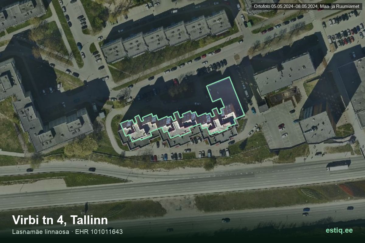 Virbi tänav 4, Tallinn – hoone aerofoto, kontuur ehitisregistri (EHR) andmetest