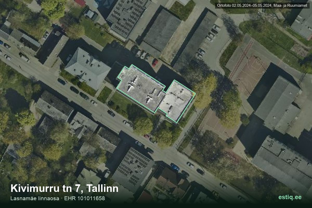 Kivimurru tänav 7, Tallinn – aerial photo of the building, outline from the Building Register (EHR)