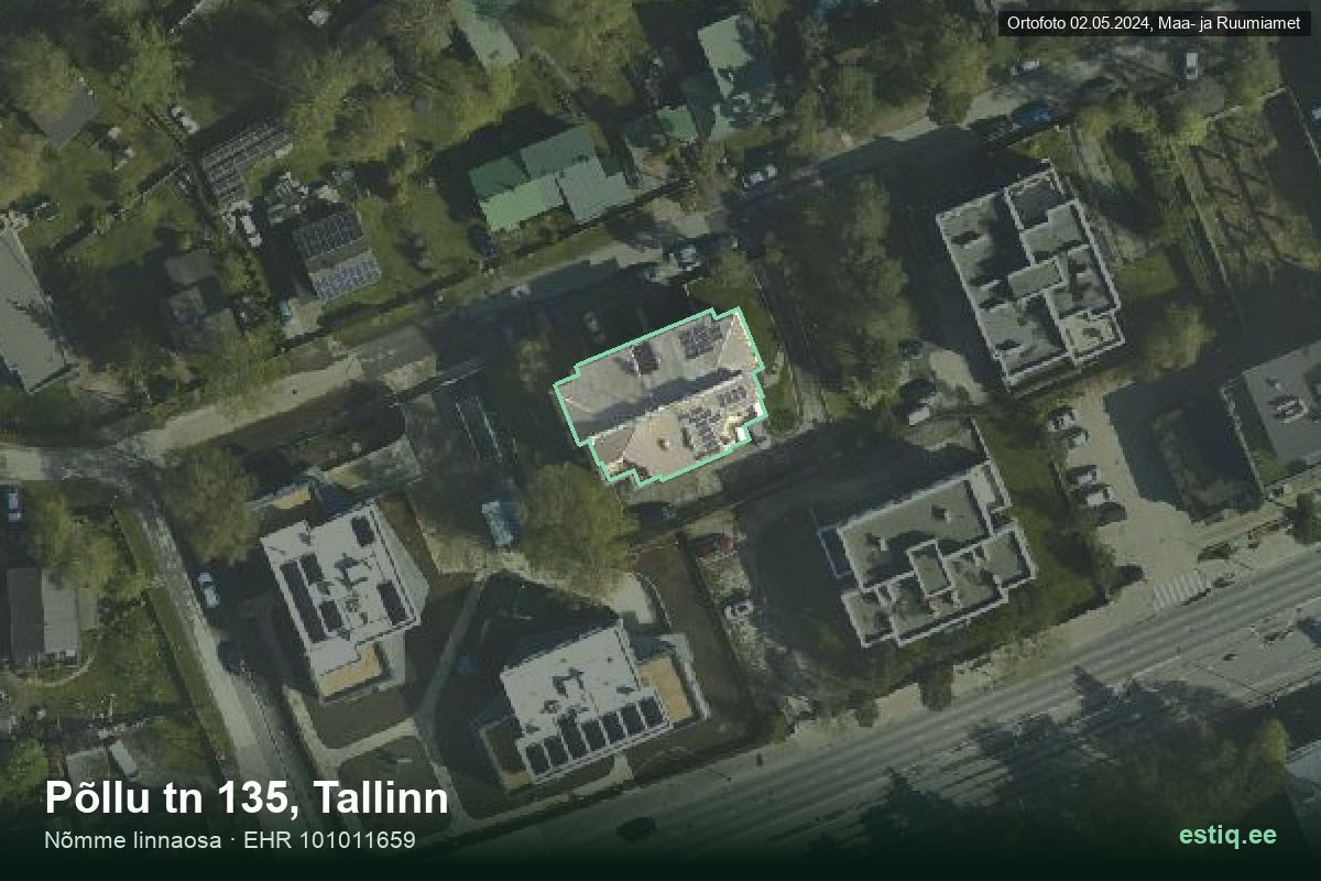 Põllu tänav 135, Tallinn – hoone aerofoto, kontuur ehitisregistri (EHR) andmetest