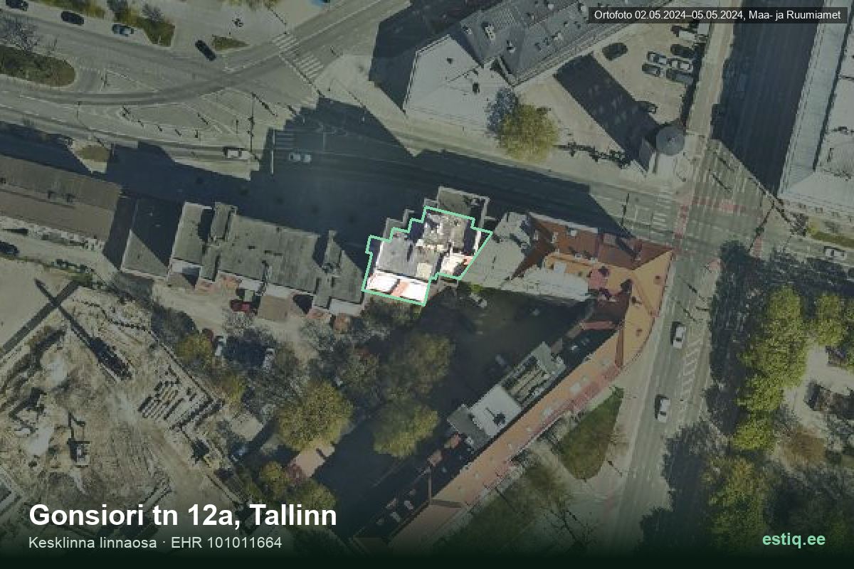 Gonsiori tänav 12a, Tallinn – hoone aerofoto, kontuur ehitisregistri (EHR) andmetest