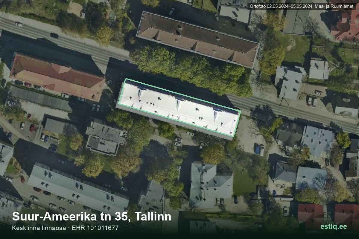 Suur-Ameerika tänav 35, Tallinn – aerial photo of the building, outline from the Building Register (EHR)