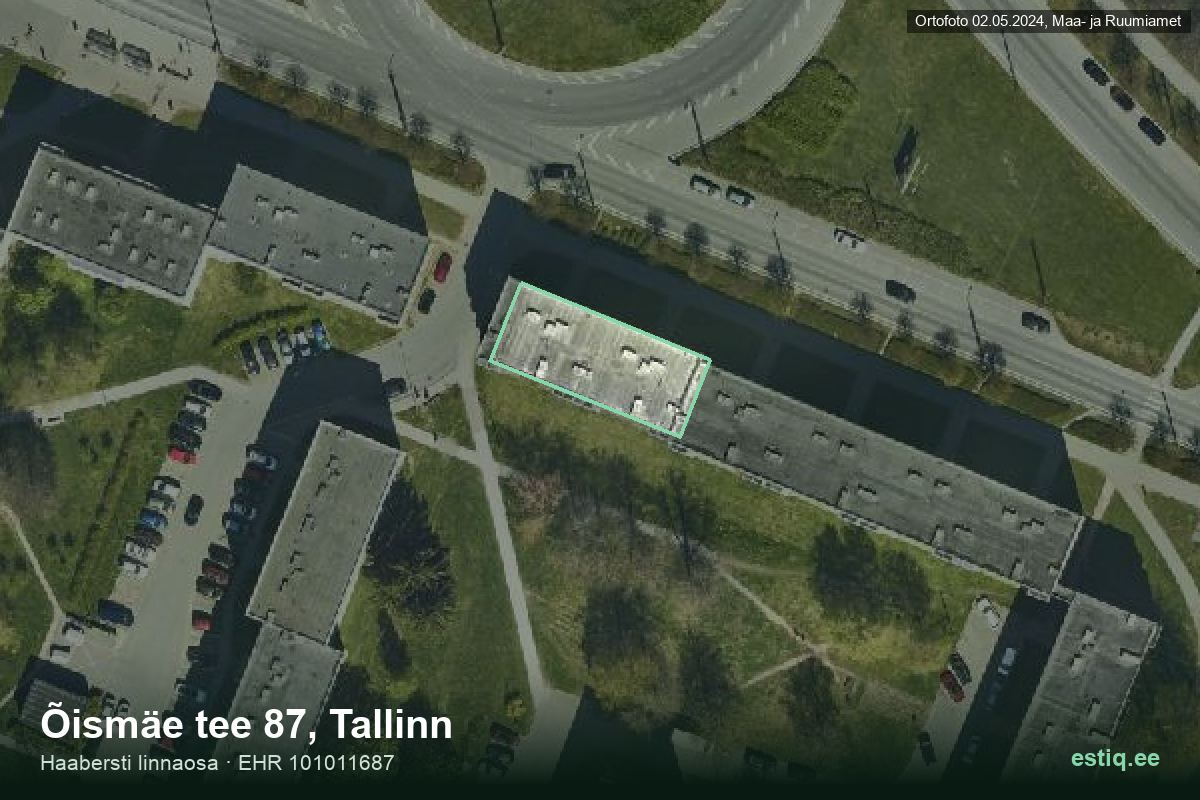 Õismäe tee 87, Tallinn – ilmakuva rakennuksesta, ääriviiva rakennusrekisteristä (EHR)