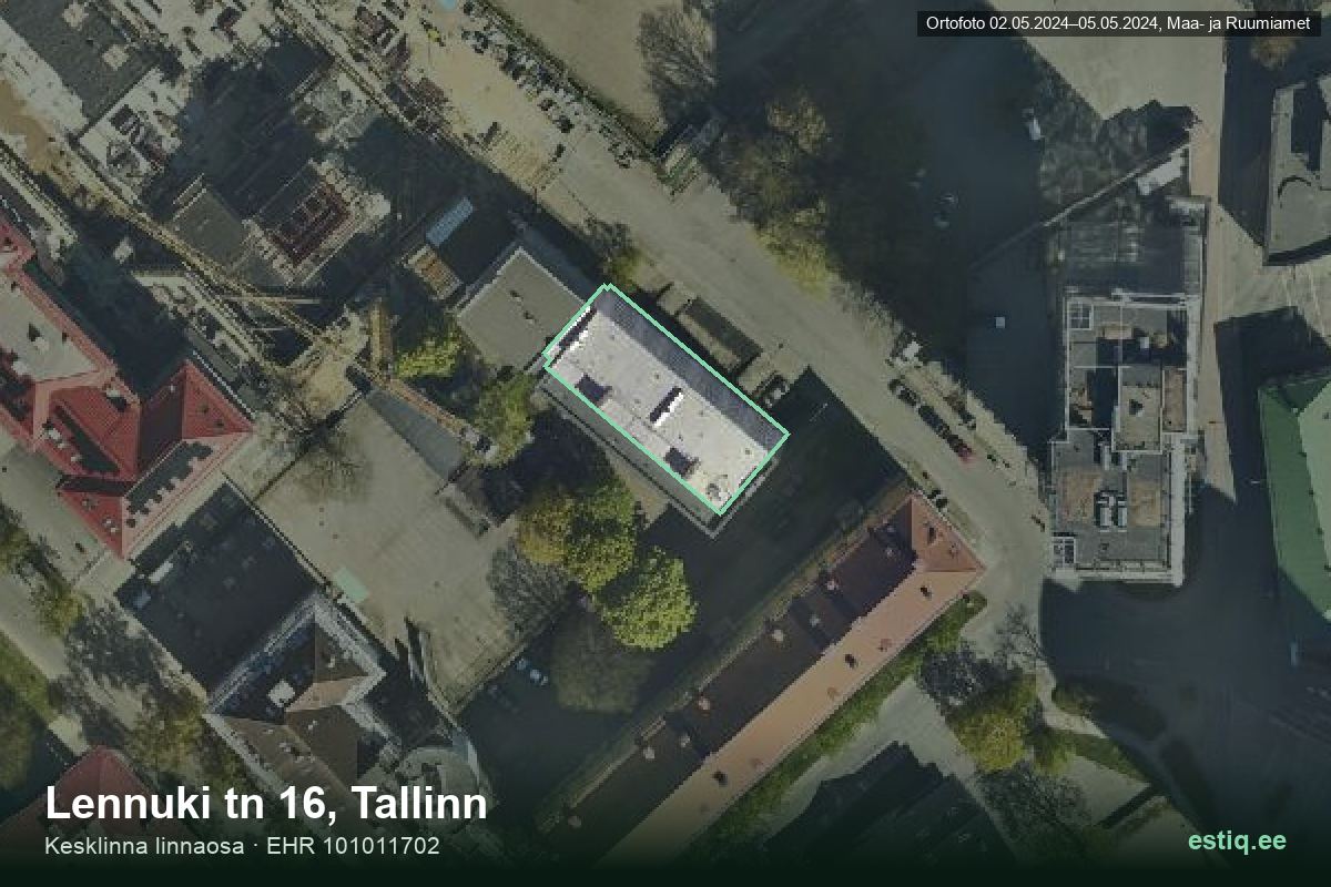 Lennuki tänav 16, Tallinn – aerial photo of the building, outline from the Building Register (EHR)