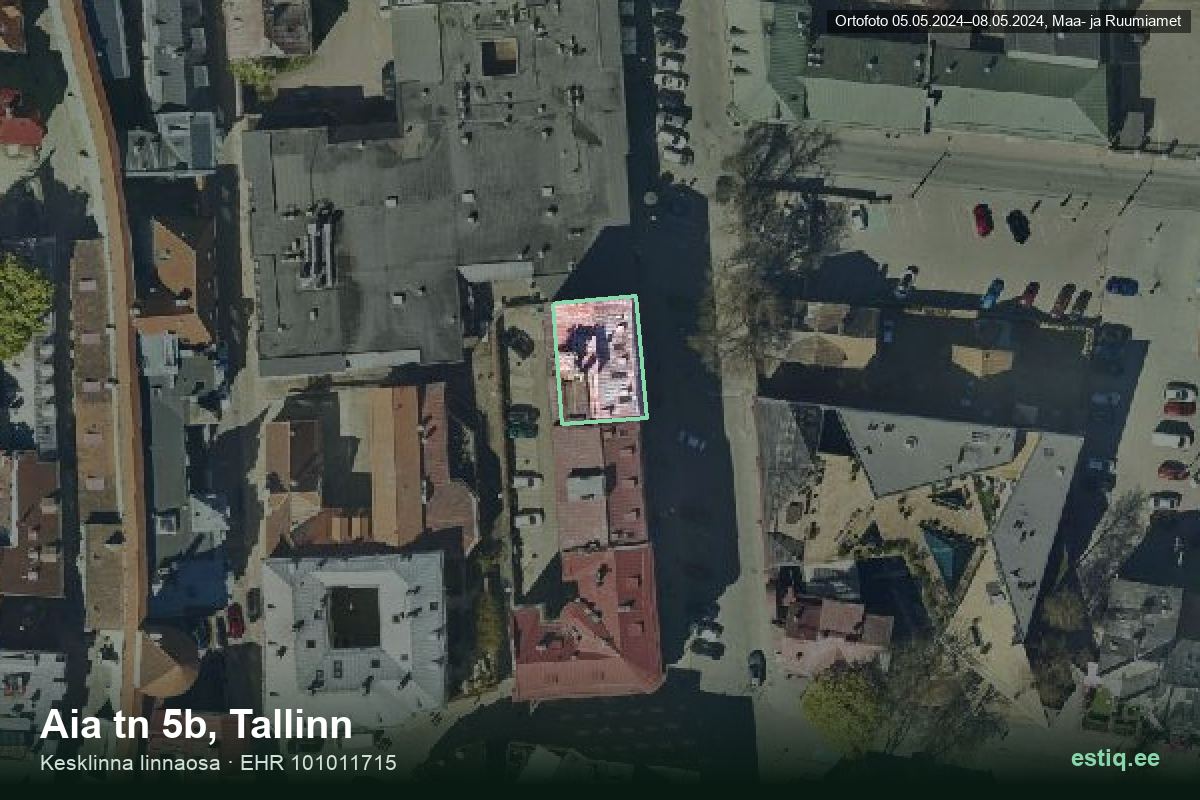 Aia tänav 5b, Tallinn – hoone aerofoto, kontuur ehitisregistri (EHR) andmetest