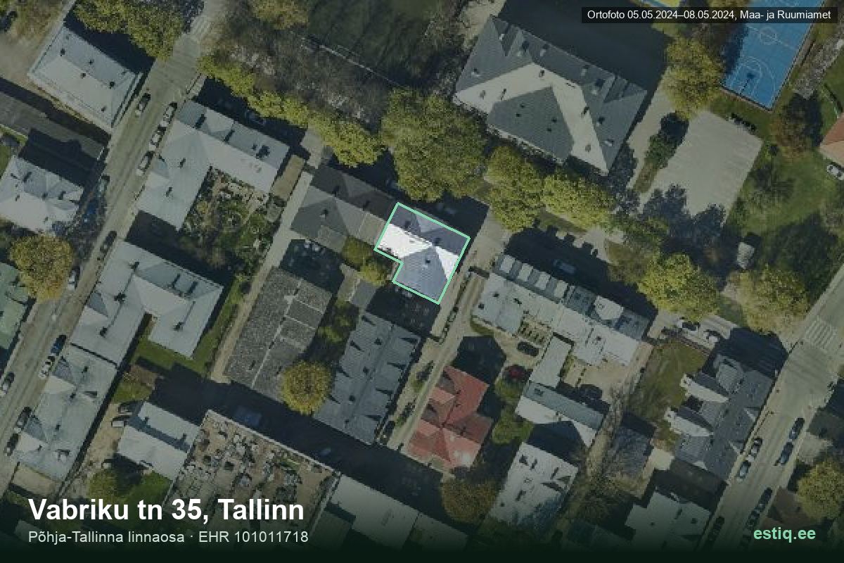 Vabriku tänav 35, Tallinn – hoone aerofoto, kontuur ehitisregistri (EHR) andmetest
