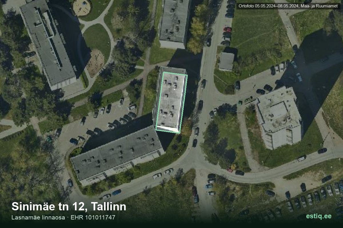 Sinimäe tänav 12, Tallinn – hoone aerofoto, kontuur ehitisregistri (EHR) andmetest