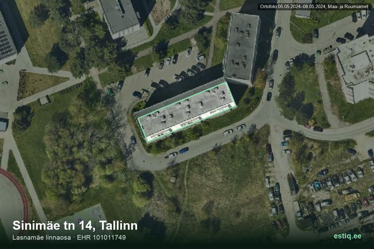 Sinimäe tänav 14, Tallinn – hoone aerofoto, kontuur ehitisregistri (EHR) andmetest
