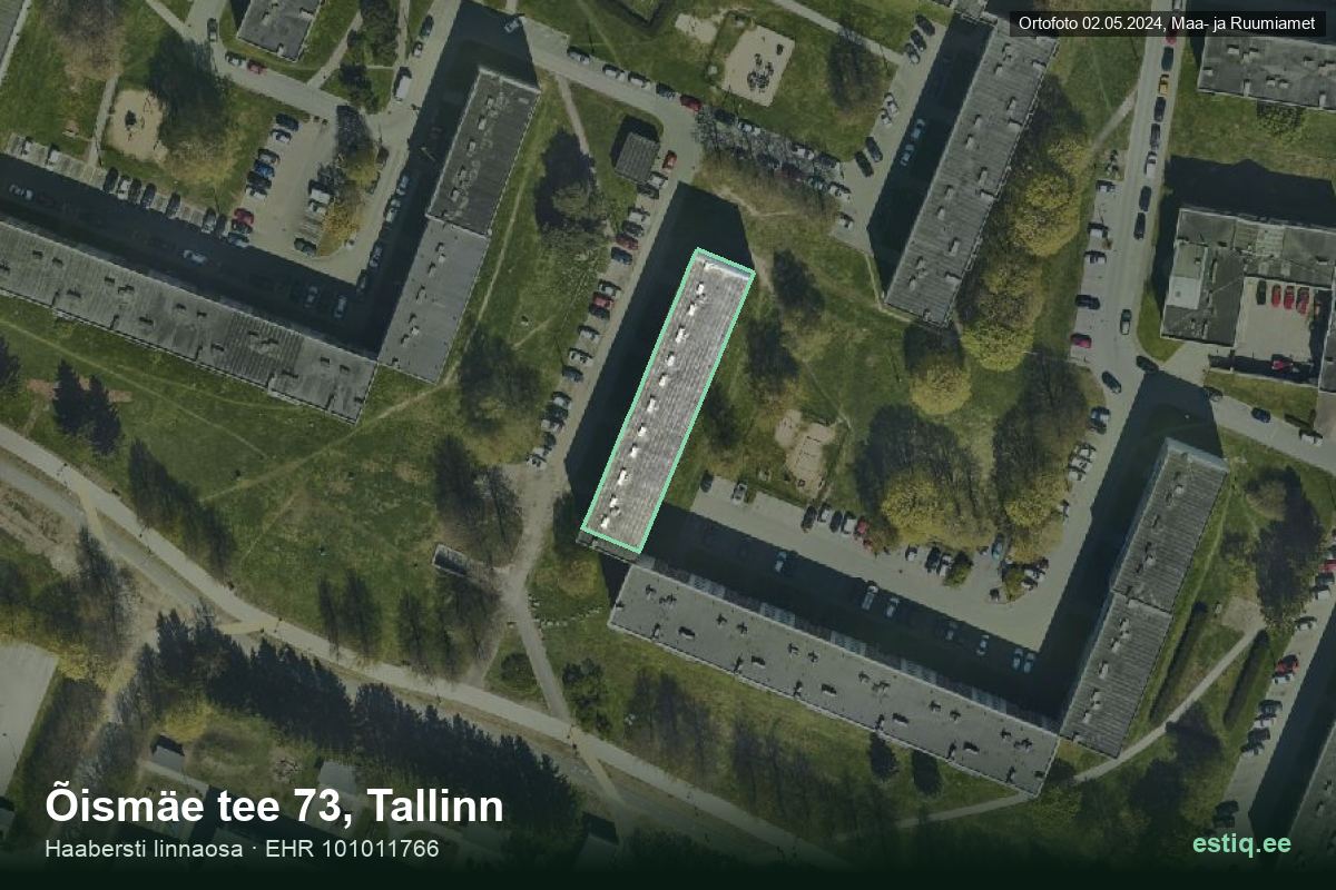 Õismäe tee 73, Tallinn – ilmakuva rakennuksesta, ääriviiva rakennusrekisteristä (EHR)