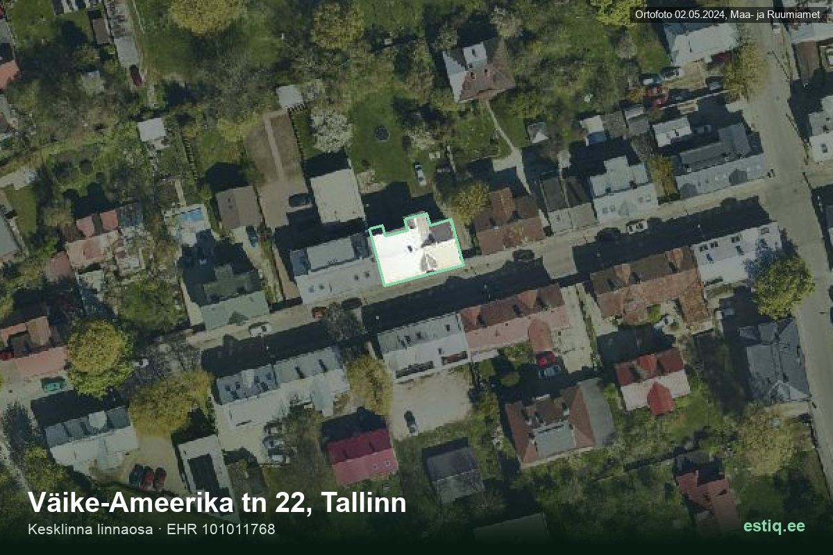 Väike-Ameerika tänav 22, Tallinn – aerial photo of the building, outline from the Building Register (EHR)