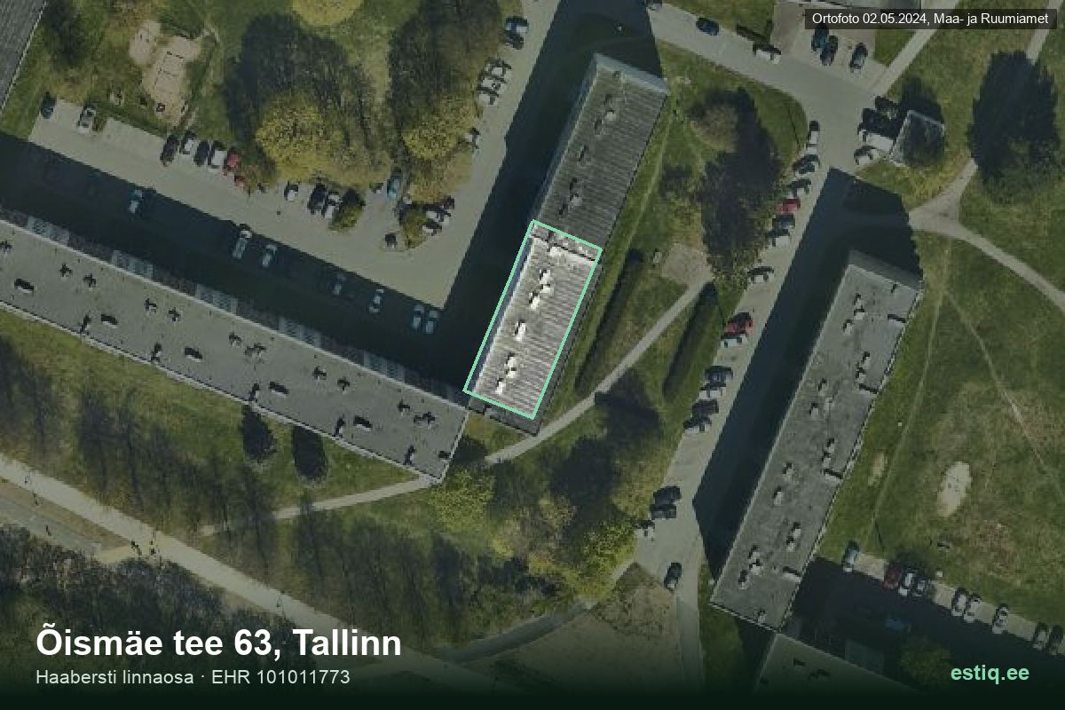Õismäe tee 63, Tallinn – ilmakuva rakennuksesta, ääriviiva rakennusrekisteristä (EHR)