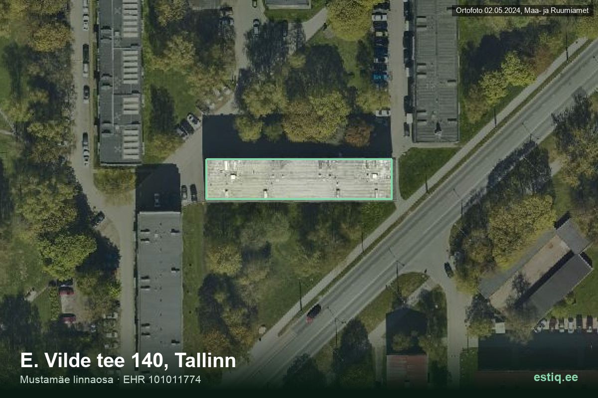 E. Vilde tee 140, Tallinn – hoone aerofoto, kontuur ehitisregistri (EHR) andmetest