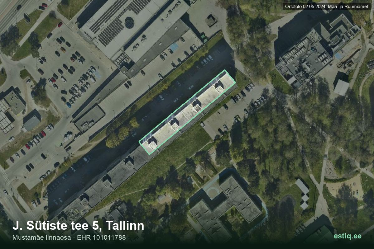 J. Sütiste tee 5, Tallinn – hoone aerofoto, kontuur ehitisregistri (EHR) andmetest