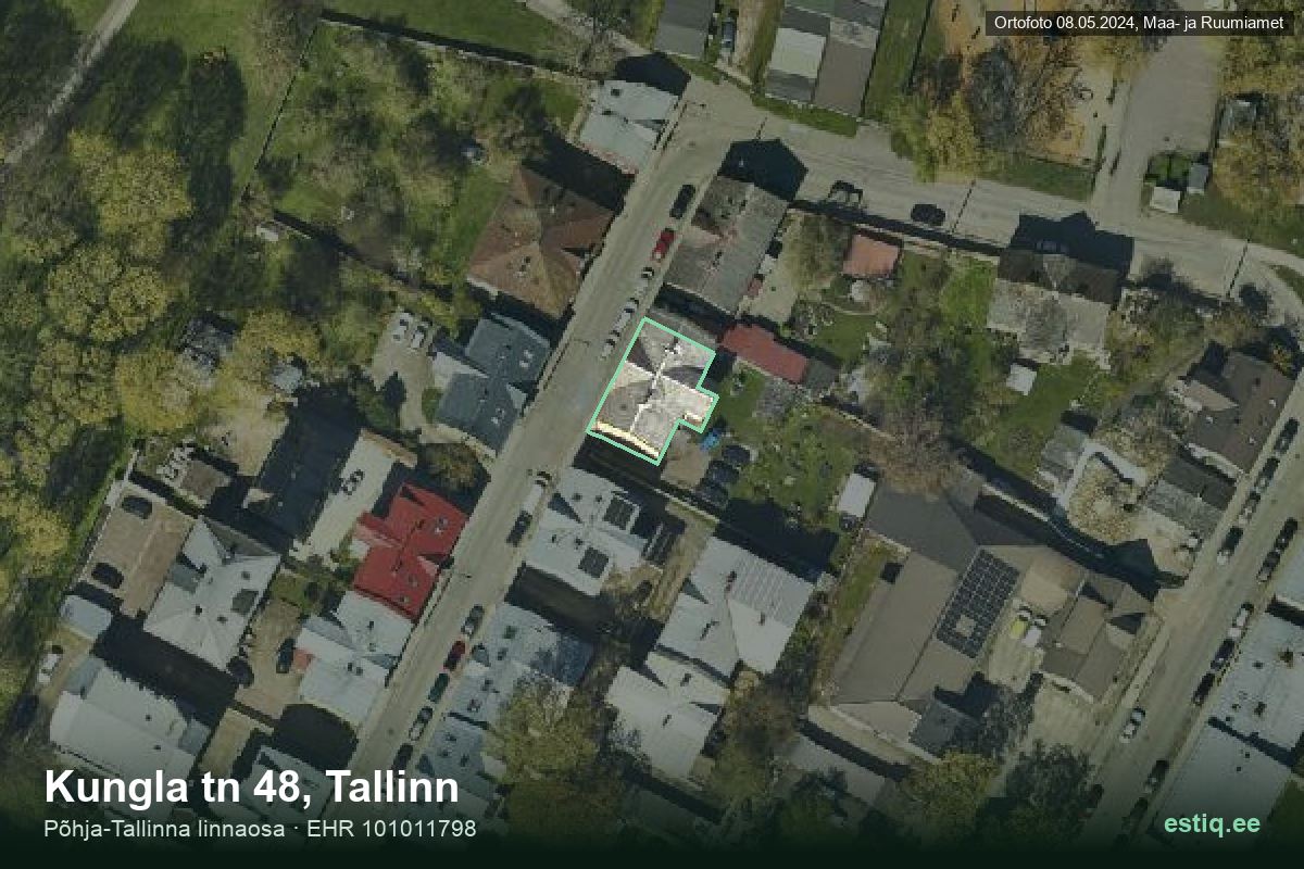 Kungla tänav 48, Tallinn – hoone aerofoto, kontuur ehitisregistri (EHR) andmetest