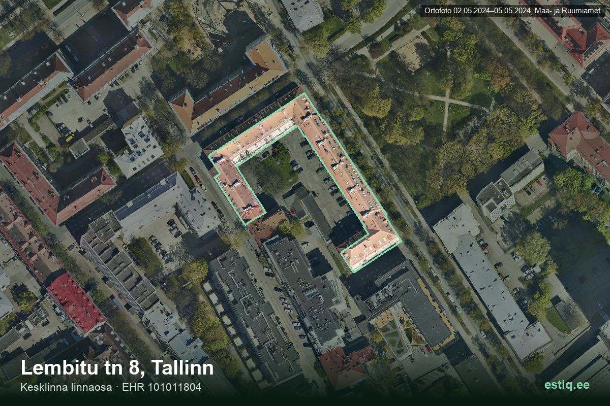 Lembitu tänav 8, Tallinn – aerial photo of the building, outline from the Building Register (EHR)