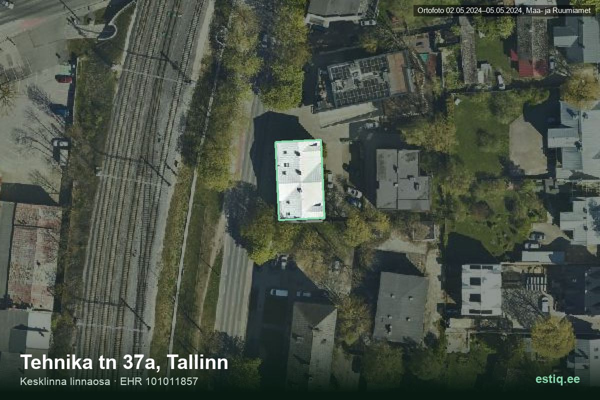 Tehnika tänav 37a, Tallinn – hoone aerofoto, kontuur ehitisregistri (EHR) andmetest
