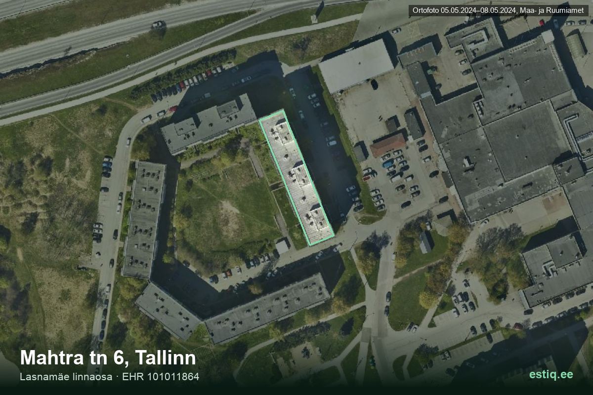 Mahtra tänav 6, Tallinn – hoone aerofoto, kontuur ehitisregistri (EHR) andmetest