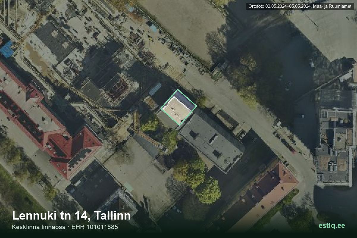 Lennuki tänav 14, Tallinn – hoone aerofoto, kontuur ehitisregistri (EHR) andmetest
