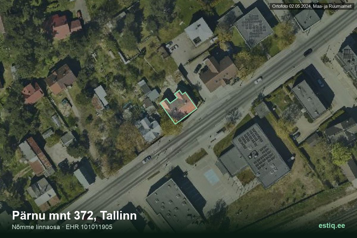 Pärnu mnt 372, Tallinn – hoone aerofoto, kontuur ehitisregistri (EHR) andmetest