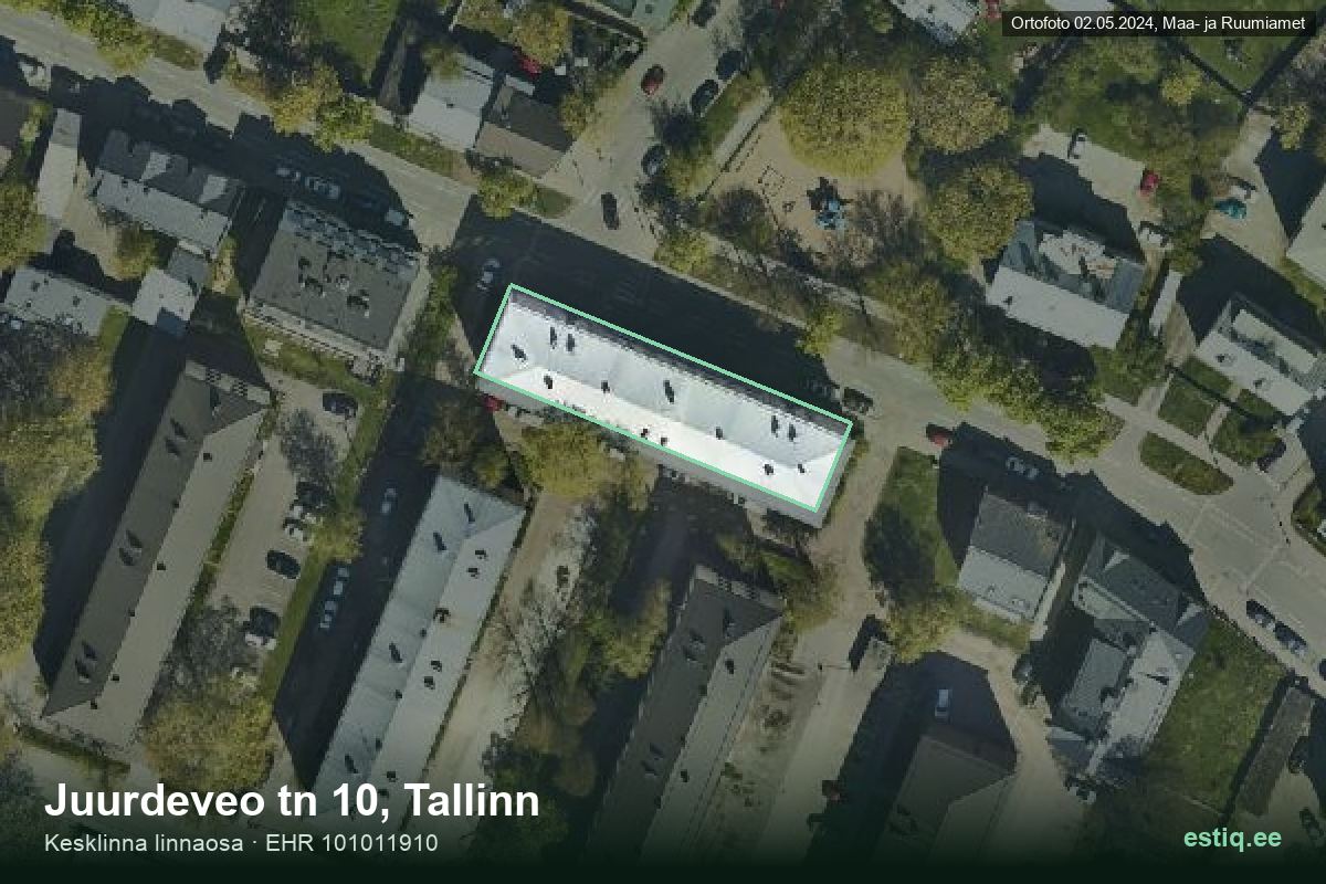 Juurdeveo tänav 10, Tallinn – hoone aerofoto, kontuur ehitisregistri (EHR) andmetest