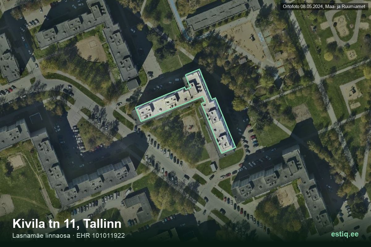 Kivila tänav 11, Tallinn – hoone aerofoto, kontuur ehitisregistri (EHR) andmetest