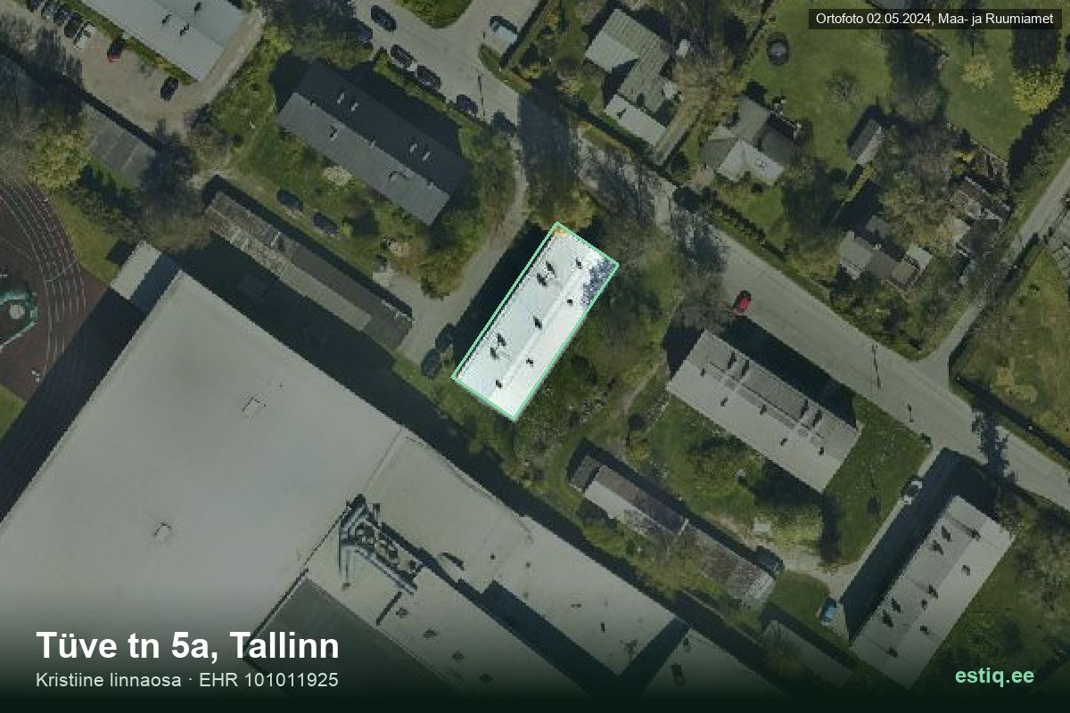 Tüve tänav 5a, Tallinn – hoone aerofoto, kontuur ehitisregistri (EHR) andmetest